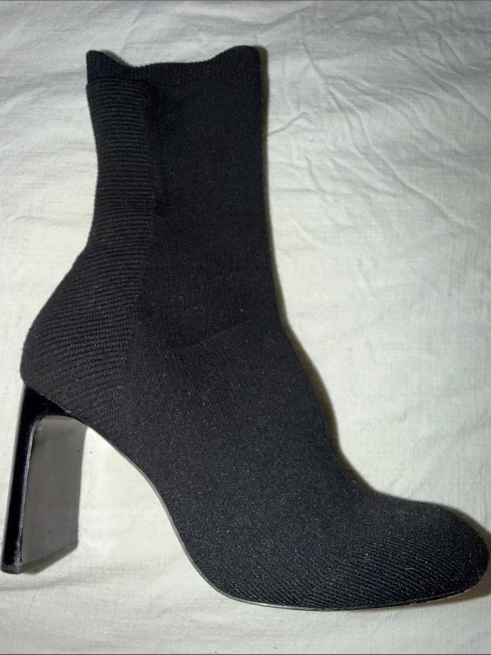 rag & bone Black Stretch Knit Block Heel Ankle Boot